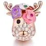FOREVER QUEEN Deer Bead Elk Head Charms fit for Pandora Bracelets 925 Sterling Silver with Cubic Zirconia Jewelry
