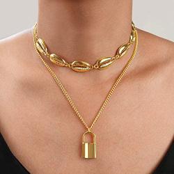 Lock Necklace for Women Men Lock Chain Necklace Gold Padlock Necklace Punk Necklace Jewelry Gift