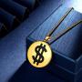 beautlace US Dollar Money Sign Necklaces Silver/18K Gold/Black Gun Plated Round Coin Dollar Pendant Jewelry for Men and Women KP0126