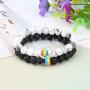 ASHMITA 8mm Lava Stone Bracelet Men Women Rainbow Bead Distance Bracelets for Couples