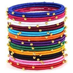 GOELX Festive Offer: Multicolor Silk Thread Handmade Bangles for Women with Gold Embellishments 24 Bangles Set