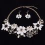 Yuhuan Flower Chunky Statement Necklace Rhinestone Costume Jewelry for Women