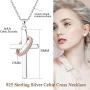 FUNRUN JEWELRY 925 Sterling Silver Infinity Cross Ring Pendant Necklace for Women Teen Girls AAA Cubic Zirconia Rose Gold Plated Infinity Cross Necklace