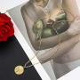 YBMYCM Birth Month Flower Pendant Necklaces 18K Real Gold Plated Dainty Simple Floral Disc Pendant Minimalist Personalized Everyday Jewelry for Mom Daughter Gift for Her