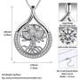 Besilver Tree of Life Drop Necklace Charm for Men 925 Sterling Silver Crystal Family Tree Pendant Necklace Women Guy Unisex Jewelry Grandma Mom Boyfriend Necklace Birthday Anniversary Gift FP0004W