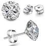 TTVOVO 925 Sterling Silver Stud Earrings Princess Cut Cubic Zirconia Sparkling Simulated CZ Diamond Earrings for Women Men Round 4 Prong Ear Studs Piercing Earrings Hypoallergenic Jewelry Gifts, 4MM