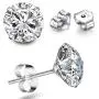 TTVOVO 925 Sterling Silver Stud Earrings Princess Cut Cubic Zirconia Sparkling Simulated CZ Diamond Earrings for Women Men Round 4 Prong Ear Studs Piercing Earrings Hypoallergenic Jewelry Gifts, 4MM