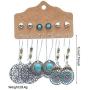Vintage Ethnic New Big Fan shape Bronze Indian Earrings Set For Women Bohemian Tassel Shell beads Teardrop Geometric Triangle Drop Earring Jewelry 6 pcs