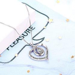 Sterling Silver Grandma Mom Daughter Forever Love Heart Necklace Engraved Jewelry Birthday Gifts for Family