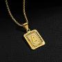 KissYan Initial Letter Pendant Necklace for Mens Womens, 18K Gold Plated Square Capital Monogram Necklace Alhpabets from A-Z Figaro Chain Necklace