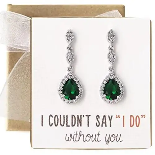 A+O Bridesmaid Jewelry Gift, Emerald Green Jewelry A+O Bridesmaid Jewelry Gift, Emerald Green Jewelry