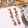 DAMLENG Chic Hypoallergenic Colorful Crystal Long Tassel Flower Stud Earrings Boho Floral Dangle Earrings for Women Girls