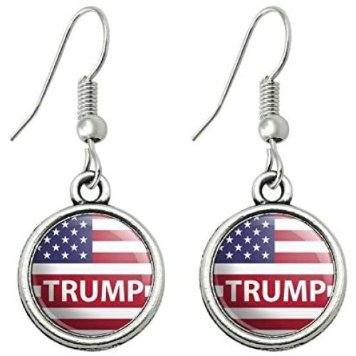 GRAPHICS & MORE President Trump American Flag Novelty Dangling Drop Charm Earrings