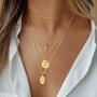 ChicSilver Coin Necklace 18K Gold/Platinum Plated Sterling Silver Vintage Circle Disc Special Coin Dainty Handmade Pendant Necklaces for Women (with Gift Box)
