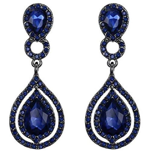 BriLove Womens Wedding Bridal Crystal Teardrop Infinity Chandelier Dangle Earrings