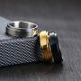 HIJONES Womens Mens Stainless Steel Spinner Ring Wedding Band Silver/Gold//Black/Rainbow