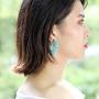 Statement Raffia Earrings Hoop Geometric Beaded Handmade Colorful Bohemian Dangle Earrings for Women Girls