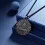 beautlace Evil Eyes Triangle Necklace Silver/18K Gold/Black Gun Plated Round Coin Pendant Jewelry Gifts for Men and Women KP0140