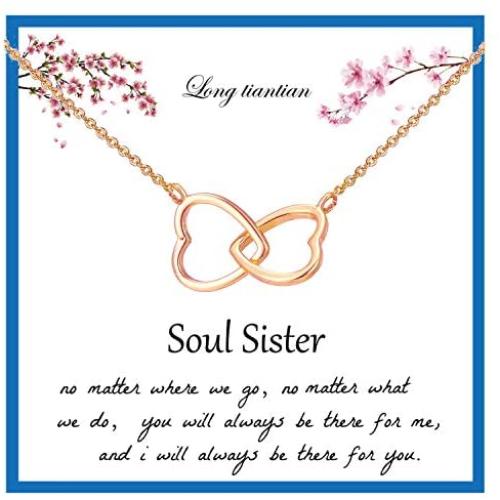 Soul Sister Pendant Necklace for Sister Gift Two Interlocking Heart Necklace Friendship Necklace Jewelry Women