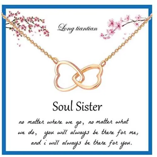 Soul Sister Pendant Necklace for Sister Gift Two Interlocking Heart Necklace Friendship Necklace Jewelry Women Soul Sister Pendant Necklace for Sister Gift Two Interlocking Heart Necklace Friendship Necklace Jewelry Women