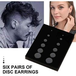 GoldChic Jewelry 3-12Pairs Stainless Steel Mens Classic Design Bar/Hexagon/Geometric/Round Stud Earrings Set Punk Ear Piercing Studs Hypoallergenic (2-12mm) Black/Silver/Gold Color