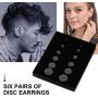 GoldChic Jewelry 3-12Pairs Stainless Steel Mens Classic Design Bar/Hexagon/Geometric/Round Stud Earrings Set Punk Ear Piercing Studs Hypoallergenic (2-12mm) Black/Silver/Gold Color