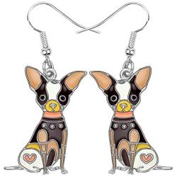 NEWEI Enamel Alloy Cute Unique Chihuahua Dog Earrings Drop Dangle Fashion Animal Jewelry For Women Girls Gift Charms