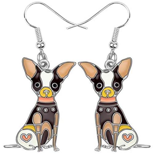 NEWEI Enamel Alloy Cute Unique Chihuahua Dog Earrings Drop Dangle Fashion Animal Jewelry For Women Girls Gift Charms