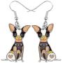 NEWEI Enamel Alloy Cute Unique Chihuahua Dog Earrings Drop Dangle Fashion Animal Jewelry For Women Girls Gift Charms