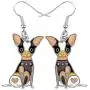 NEWEI Enamel Alloy Cute Unique Chihuahua Dog Earrings Drop Dangle Fashion Animal Jewelry For Women Girls Gift Charms