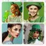 20 Pairs Easter Spring Faux Leather Earrings Easter Egg Bunny Green Plaid Shamrock Teardrop Earrings Dangle Earrings Set for Women Girls Birthday Party