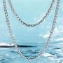 MOWOM Silver Color Cuban Link Chain Necklace Water Resistant Mens Stainless Steel Necklace for Women Men Boys Girls Kids Thin Wheat Necklace Chain with Gift Bag (4mm Wide, 14-40 Inches Long)