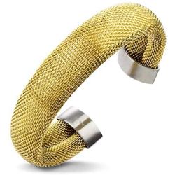 555Jewelry Stainless Steel Womens Trendy Mesh Wrap Open Cuff Bangle Bracelet