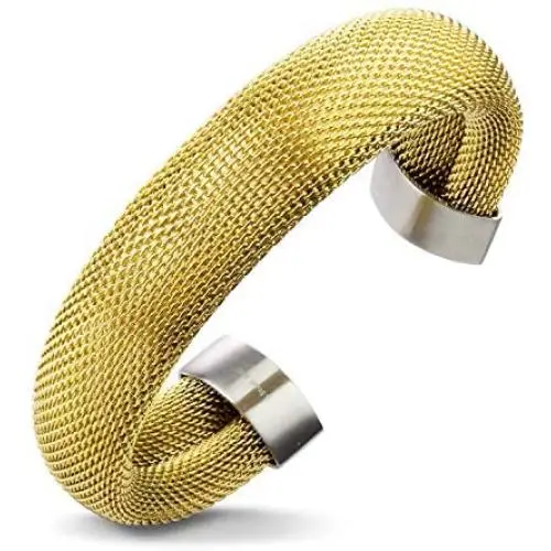 555Jewelry Stainless Steel Womens Trendy Mesh Wrap Open Cuff Bangle Bracelet 555Jewelry Stainless Steel Womens Trendy Mesh Wrap Open Cuff Bangle Bracelet