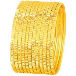 Touchstone New Indian Bollywood Fine Cut Channel Work Thin Designer Bangle Bracelets. Set of 12. in Antique Gold Tone for Women.