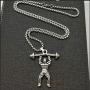Weightlifting Necklace for Men, Bodybuilding Muscle Man Dumbbell Pendant Necklace with 27.6” Chain, Weightlifter Barbell Charm Necklace, Punk Rock Fitness Necklace, Hip Hop Gym Necklace Jewelry