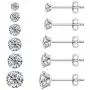 6 Pairs Stud Earrings Set, Hypoallergenic Cubic Zirconia Earrings 316L Stainless Steel CZ Earrings 3-8mm 6 Pairs Stud Earrings Set, Hypoallergenic Cubic Zirconia Earrings 316L Stainless Steel CZ Earrings 3-8mm