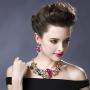 Hamer Wedding Jewelry Sets for Brides Multi-Color Crystal Flowers Choker Gothic Necklace and Earrings Sets Costume Jewelry for Women
