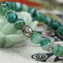 Crystal Agate Gemstone 8mm Round Beads with Silvery-Plated Alloy Buddha Head Hollow Petals Spacer Retro Stretch Bracelet 7 Inch