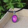 Magic Color Change Mood Stone in Antique Sterling Silver Finish Classic Oval Pendant Leather Necklace Mood Necklace