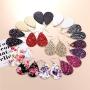 YADOCA 12 Pairs Leather Earrings Teardrop Dangle Earrings for Women Leaf Drop Earrings Handmade Rainbow Flower Print Fashion Earrings Lightweight