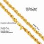 LIFETIME JEWELRY 7mm Rope Chain Necklace 24k Real Gold Plated for Men and Women