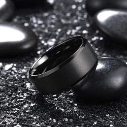 King Will Basic 6mm 7mm 8mm 9mm 10mm Men Wedding Black Tungsten Ring Matte Finish Beveled Polished Edge Comfort Fit