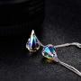 AOBOCO 925 Sterling Silver Drop Dangle Earrings with Aurora Borealis Teardrop Crystals