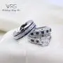 wedding ring set Two Rings His Hers Couples Matching Rings Womens 2pc White Gold Filled CZ Wedding Engagement Ring Bridal Sets Mens Stainless Steel Wedding Band