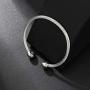 FOOM Elastic Adjustable Cable Bracelet for Men Women Twisted Stainless Steel Cuff Bangle with Magnetic Two Tone Gift Fashion Jewelry Plated Polished Gift
