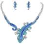 EVER FAITH Austrian Crystal Art Deco Gecko Lizard Necklace Earrings Set