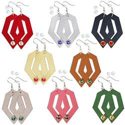 TUUXI 8 Pairs Faux Leather Earrings with Rubber Backs Lightweight Individually Wrapped Dangle Colorful 925 Silver Plated Double Sided Earrings for Women Girl Fashion Gift