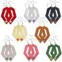 TUUXI 8 Pairs Faux Leather Earrings with Rubber Backs Lightweight Individually Wrapped Dangle Colorful 925 Silver Plated Double Sided Earrings for Women Girl Fashion Gift