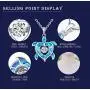 JO WISDOM Blue Fire Opal Dolphins/Turtle Necklaces,925 Sterling Silver Dancing Diamond Cubic Zirconia Animal Pendant Necklace
